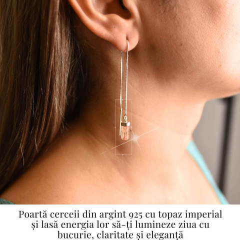 Cercei lungi din argint 925 cu topaz imperial natural – Eleganta si energie pozitiva [1]