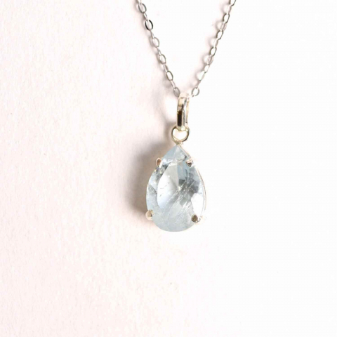 Creativitate si Inspiratie - Claritate si Expresivitate – Colier Argint 925 cu Topaz Albastru fatetat Lacrima