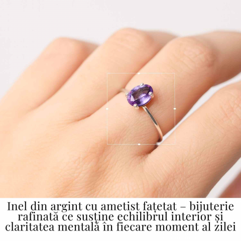 Inel Argint 925 cu Ametist Fatetat – Echilibru si Claritate Emotionala [1]