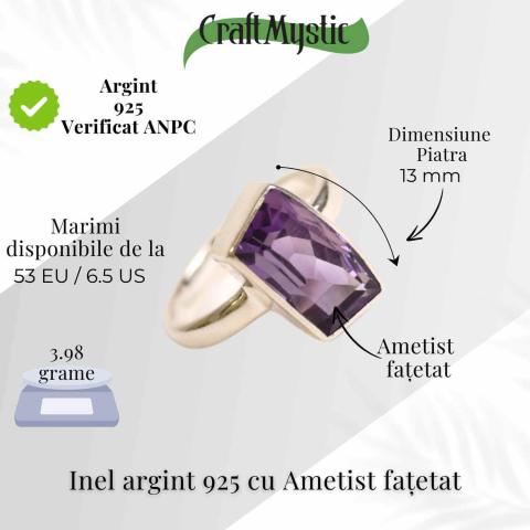 Inel Argint 925 cu Ametist Fatetat – Claritate si Echilibru Spiritual [4]