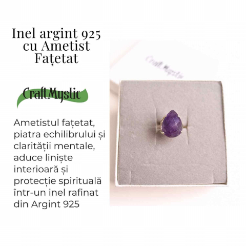 Inel Argint 925 cu Ametist Fatetat – Echilibru si Claritate Mentala [2]