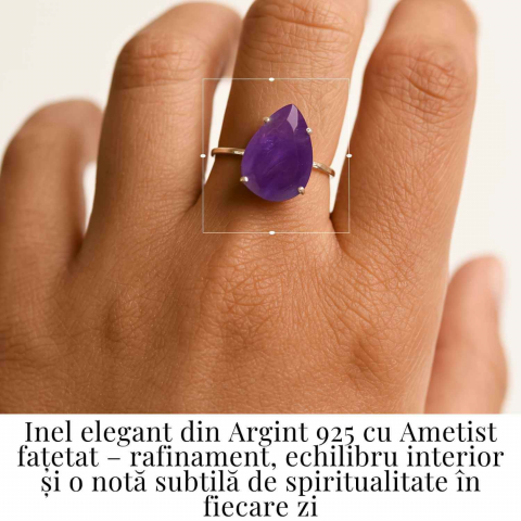 Inel Argint 925 cu Ametist Fatetat – Echilibru si Claritate Mentala [1]