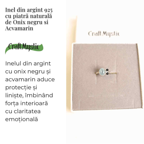 Inel argint 925 cu Acvamarin si Onix Negru – Claritate si Protectie [2]
