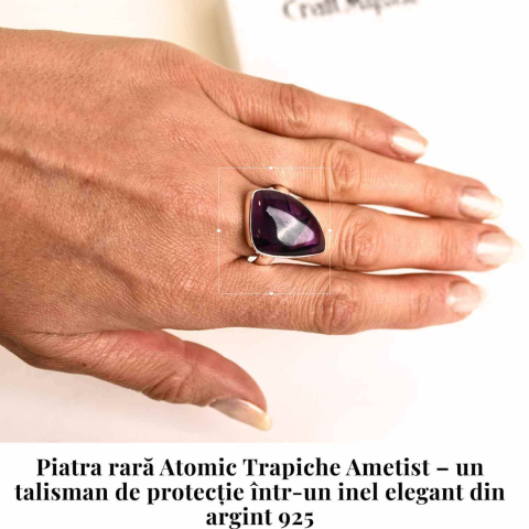 Inel argint 925 cu Atomic Trapiche Ametist triunghiular – Protectie si Claritate [1]