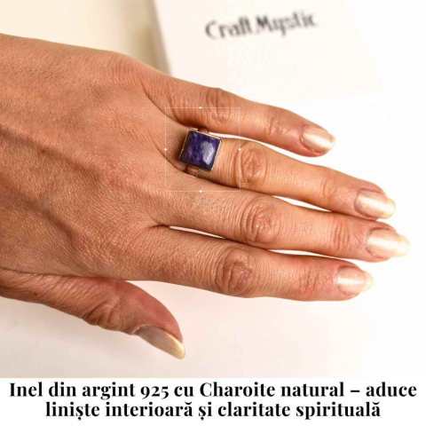 Inel argint 925 cu Charoite patrat – Transformare interioara si claritate spirituala [1]
