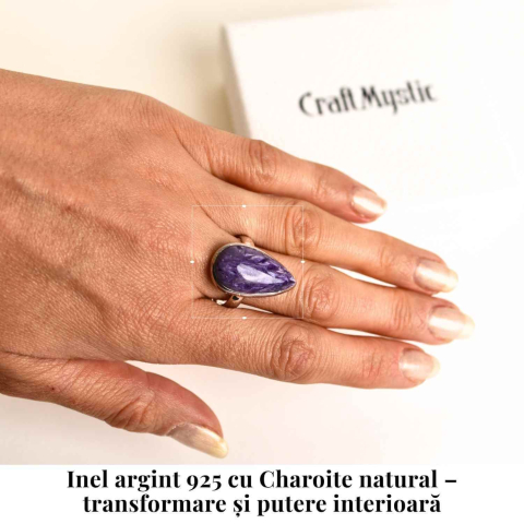 Inel argint 925 cu Charoite picatura – Transformare si intuitie [1]
