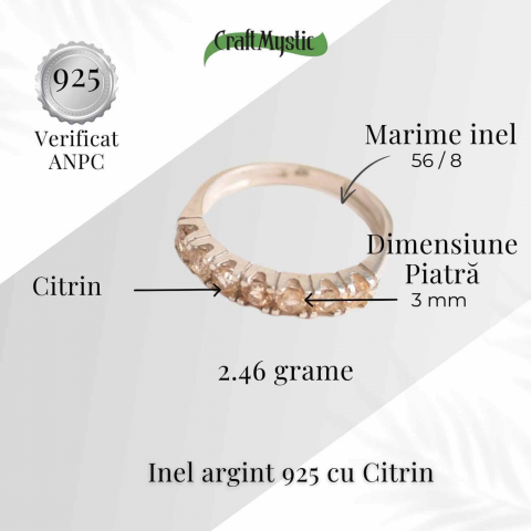 Inel Argint 925 cu Citrin – Energie Solara si Abundenta Zilnica [3]