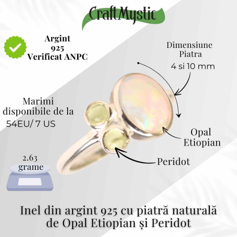Inel argint 925 cu Opal Etiopian si Peridot – Lumina si Renastere [4]