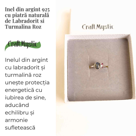 Inel argint 925 cu Labradorit si Turmalina Roz – Armonie si Echilibru Emotional [2]