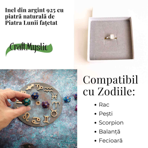 Inel Argint 925 cu Piatra Lunii Fatetata Patrata – Echilibru Emotional si Lumina Interioara [3]