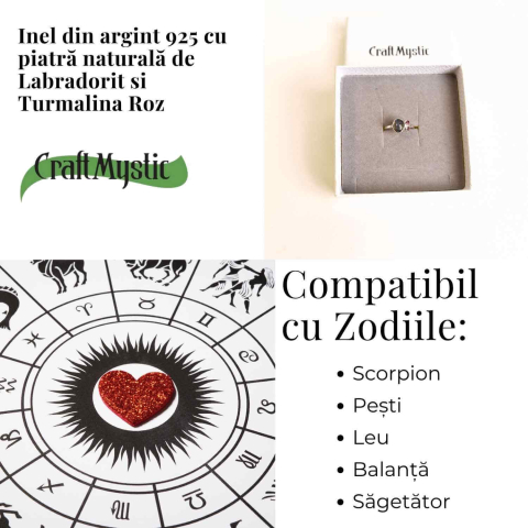 Inel argint 925 cu Labradorit si Turmalina Roz – Armonie si Echilibru Emotional [3]