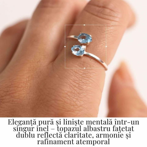 Inel Argint 925 cu dublu Topaz Albastru Fatetat - Claritate si Echilibru Emotional [1]