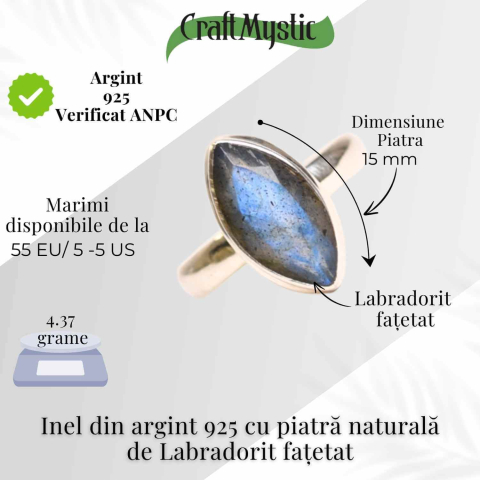 Inel Argint 925 cu Labradorit fatetat forma delica– Intuitie si Protectie [4]