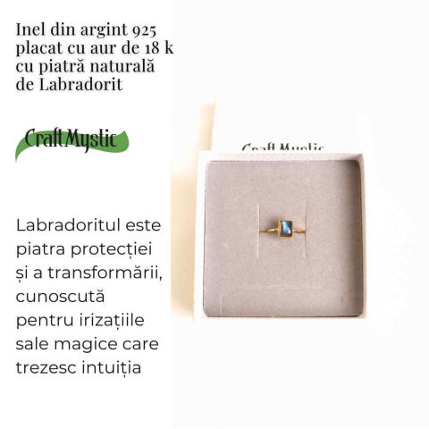 Inel Argint 925 placat cu aur 18K cu Labradorit – Claritate si Protectie Energetica [2]