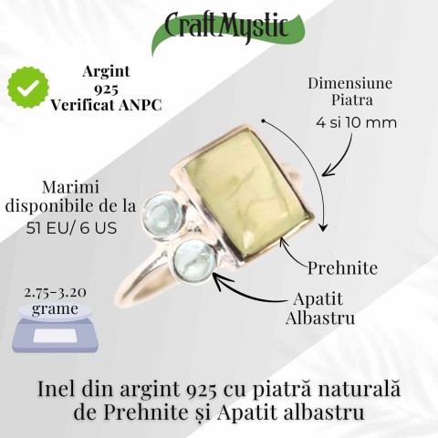 Inel Argint 925 cu Prehnite si Apatit Albastru – Claritate si Armonie Interioara [4]