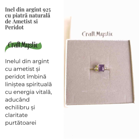 Inel argint 925 cu Ametist si Peridot – Echilibru si Vitalitate [2]
