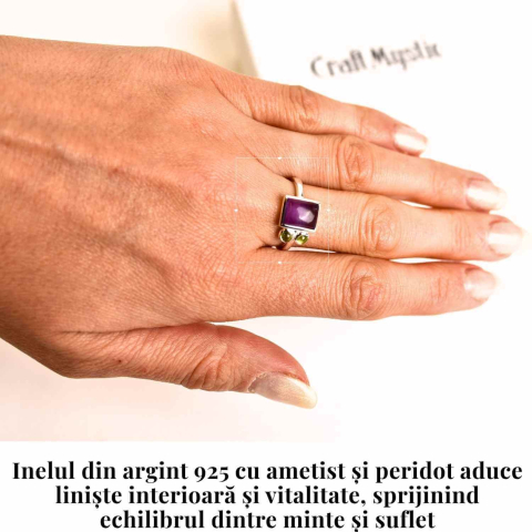 Inel argint 925 cu Ametist si Peridot – Echilibru si Vitalitate [1]