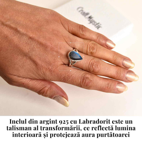 Inel Argint 925 cu Labradorit fatetat froma Lacrima – Vindecare si Intuitie [1]