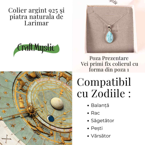 Colier Argint 925 cu Larimar Rotund – Armonie si Calm Oceanic [4]