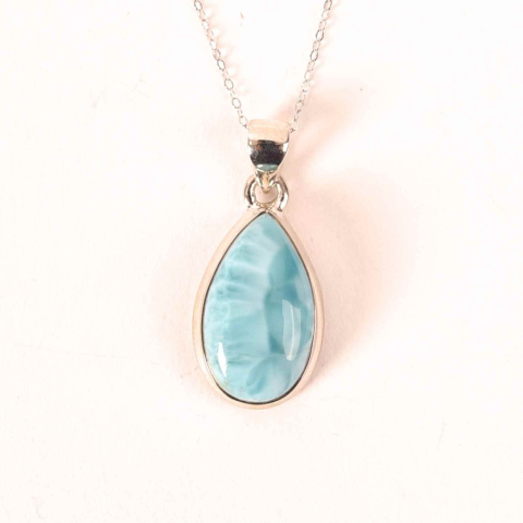 Claritate Mentala si Focus - Colier Argint 925 cu Larimar in Forma de Lacrima – Liniste si Claritate Interioara