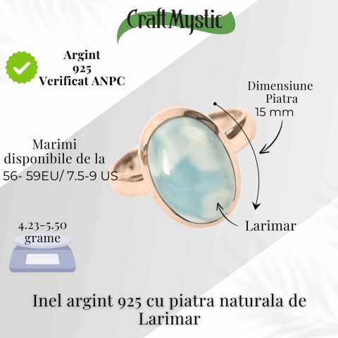 Inel Argint 925 cu Larimar Oval – Echilibru si Liniste Interioara [3]