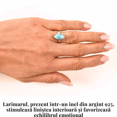 Inel Argint 925 cu Larimar forma delica Marime 49 (EU) / 5 (US) – Claritate si Protectie Interioara [1]