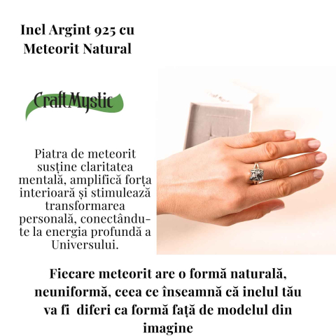 Inel Argint 925 cu Meteorit Brut Natural – Energie Cosmica si Forta Interioara [2]