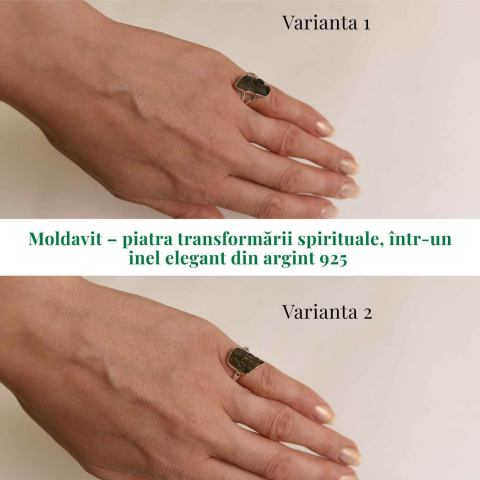 Inel argint 925 cu Moldavit natural brut – Bijuterie unica, piatra transformarii [2]