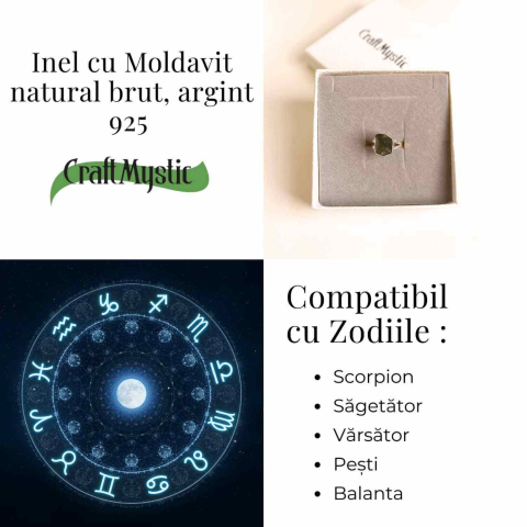 Inel argint 925 cu Moldavit natural brut – Bijuterie unica, piatra transformarii [4]