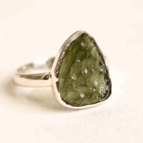 Inel argint 925 cu Moldavit natural brut Marime 55-56 (EU) / 8 (US) – Piatra transformarii spirituale - Copie [0]