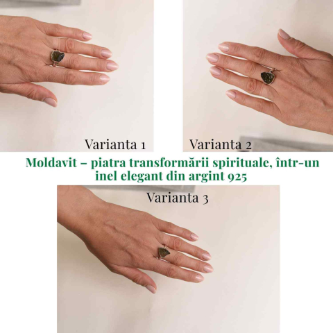 Inel argint 925 cu Moldavit natural brut Marime 55-56 (EU) / 8 (US) – Piatra transformarii spirituale - Copie [2]