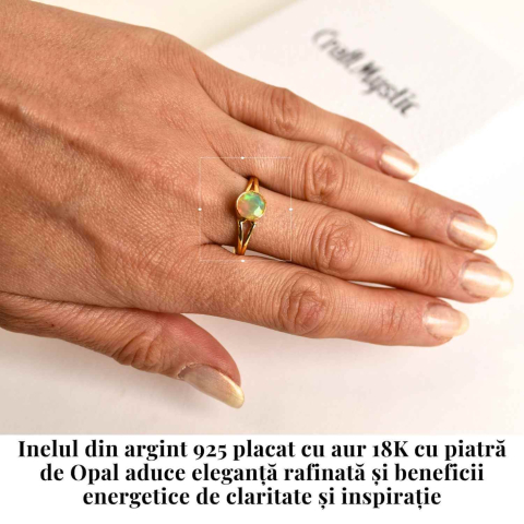Inel Argint 925 placat cu aur 18K cu Opal Etiopian fatetat – Lumină și Magie Interioară [1]