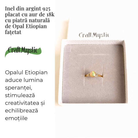 Inel Argint 925 placat cu aur 18K cu Opal Etiopian fatetat – Lumină și Magie Interioară [2]