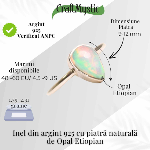 Inel argint 925 cu Opal Etiopian lacrima – Lumina interioara si claritate [4]