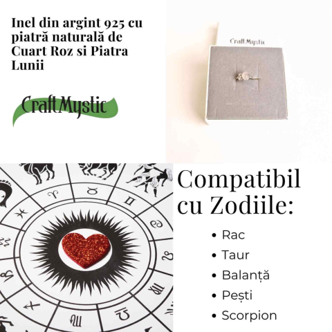 Inel argint 925 cu Cuart Roz si Piatra Lunii – Armonie si Iubire Divina [4]
