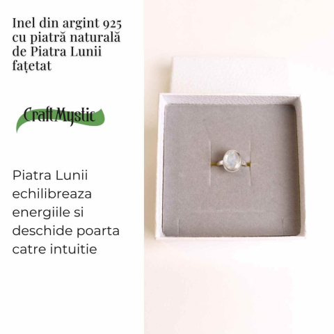 Inel Argint 925 cu Piatra Lunii Fatetata Oval– Lumina Interioara si Echilibru Emotional [2]