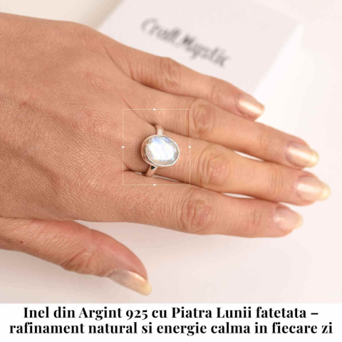 Inel Argint 925 cu Piatra Lunii Fatetata Oval– Lumina Interioara si Echilibru Emotional [1]