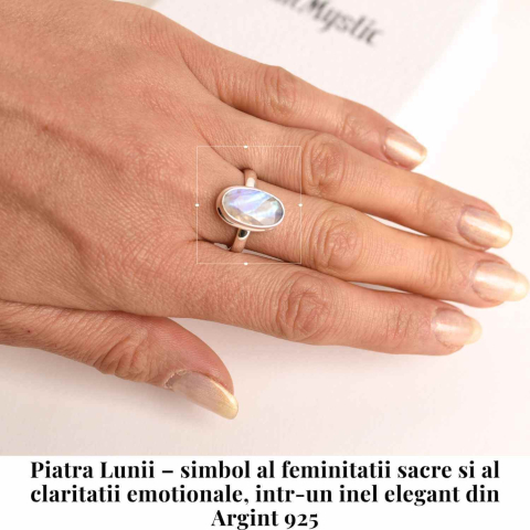 Inel Argint 925 cu Piatra Lunii Fatetat Ovala – Intuitie si Echilibru Emotional [1]