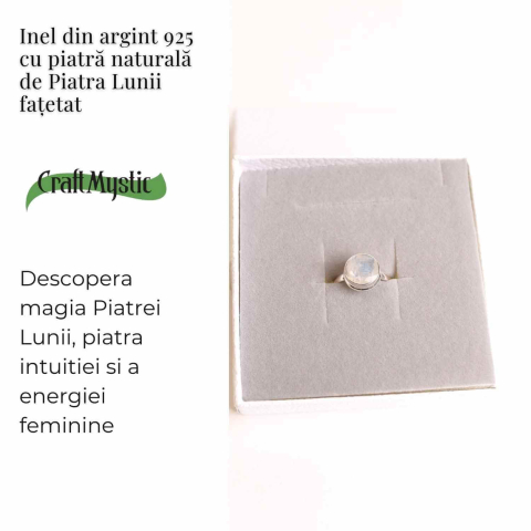 Inel Argint 925 cu Piatra Lunii Fatetata Rotunda – Claritate Emotionala si Energie Feminina [2]