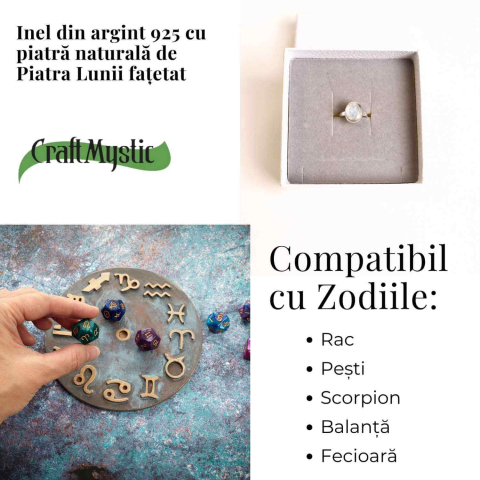 Inel Argint 925 cu Piatra Lunii Fatetata Rotunda – Claritate Emotionala si Energie Feminina [3]