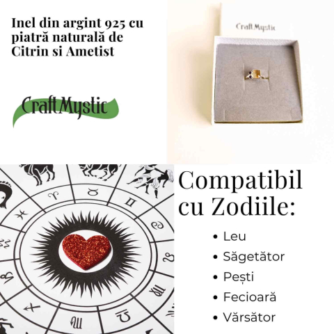 Inel argint 925 cu Citrin si Ametist – Echilibru si Claritate Interioara [3]