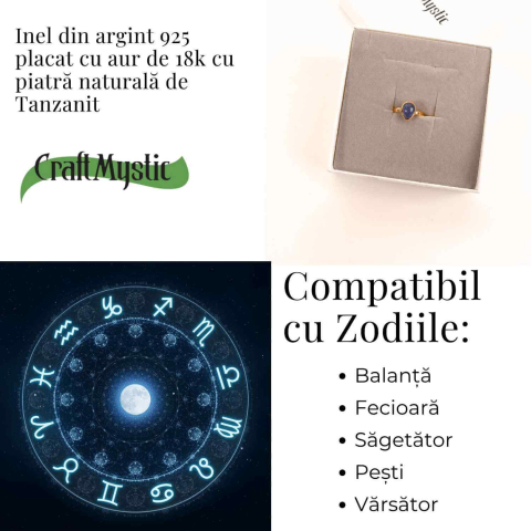 Inel Argint 925 cu Tanzanit in Forma de Lacrima  Marime 55 (EU) / 7 (US)– Transformare si Claritate Spirituala [4]