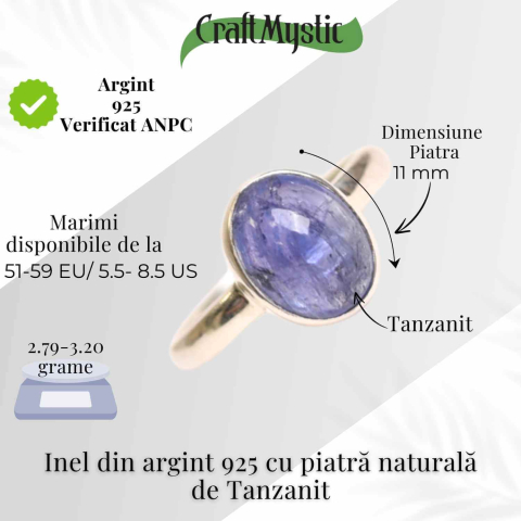 Inel Argint 925 cu Tanzanit Oval – Lumina Intuitiei si Echilibrului [4]