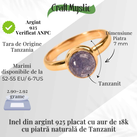 Inel Argint 925 cu Tanzanit Rotund – Armonie si Claritate Interioara [3]