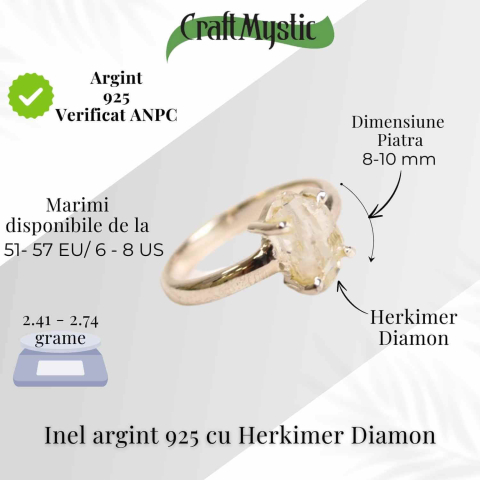 Inel argint 925 cu Herkimer Diamond – Claritate si Energie Divina [4]