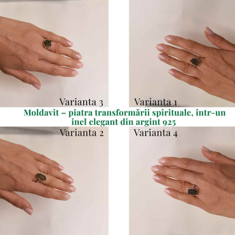 Inel argint 925 cu Moldavit natural brut Marime 53-54 (EU) / 7 (US) – Piatra transformarii spirituale [2]