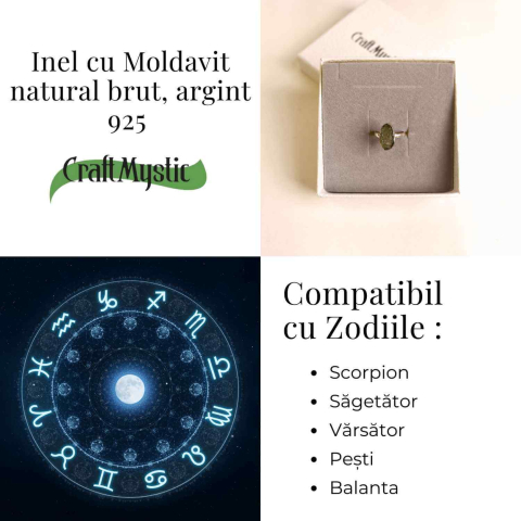 Inel argint 925 cu Moldavit natural brut Marime 53-54 (EU) / 7 (US) – Piatra transformarii spirituale [4]
