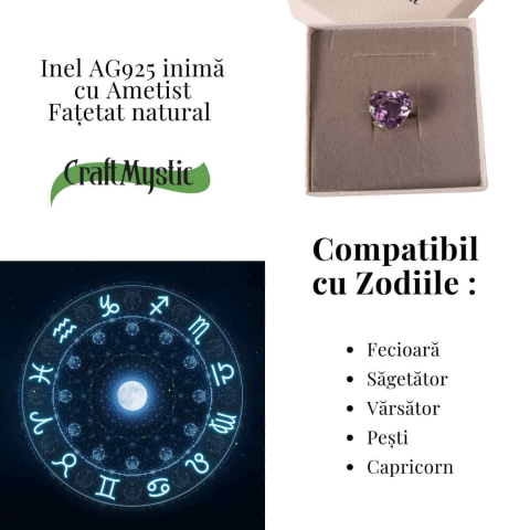 Inel din Argint 925 cu Ametist in Forma de Inima – Calm Interior si Protectie Emotionala [4]