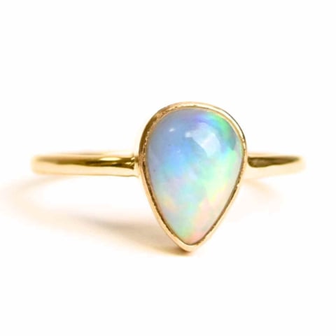 Incredere si Curaj - Inel argint 925 placat cu aur 18K cu Opal Etiopian lacrima – Lumina sufletului