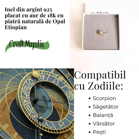 Inel argint 925 placat cu aur 18K cu Opal Etiopian lacrima – Lumina sufletului [3]